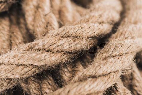 Close Up View Of Nautical Brown Rope Stock Image Colourbox