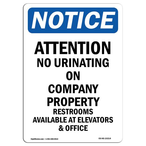 Signmission Osha Notice Attention No Urinating On Company Sign Wayfair