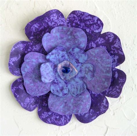 Thrill to purple flowers, sunsets. Custom Handmade Upcycled Metal Flower Wall Art In Blue ...