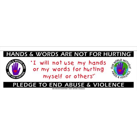 The Pledge Banner Hands And Words Are Not For Hurting Project