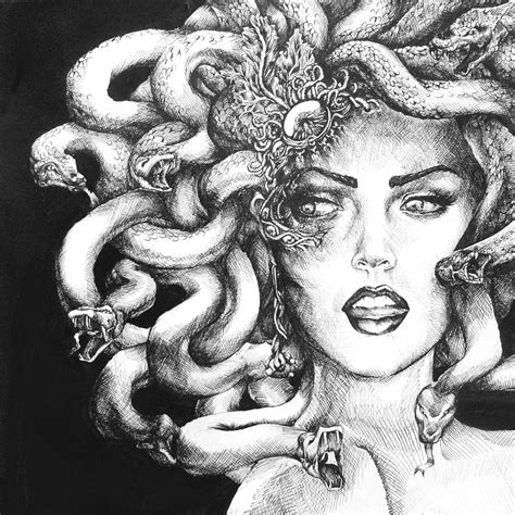 2k Free Download Medusa Illustration Drawing Head Art Mythology Sketch Black And White