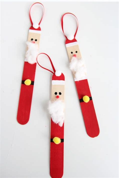 Popsicle Stick Santas Recipe Diy Santa Ornaments Kids Christmas