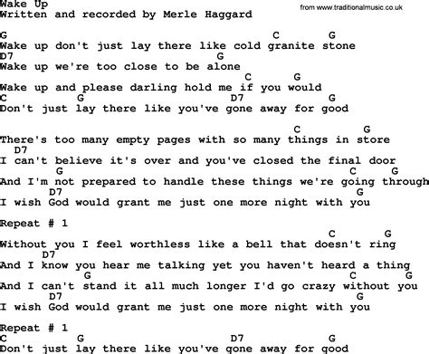 Wake Up By Merle Haggard Lyrics And Chords
