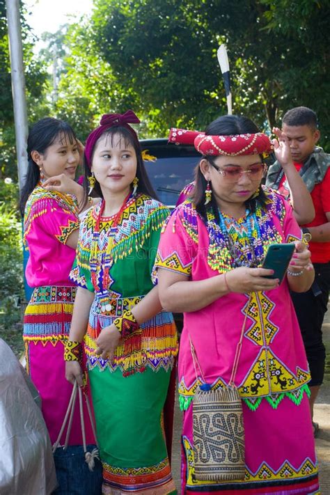 Dayak Girl Dressed Typical Of The Bahau Dayak Tribe East Kalimantan Editorial Stock Image