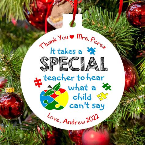 Personalized Autism Ornament Special Education Teacher Christmas