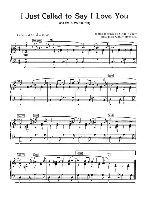 I Just Called To Say I Love You Easy Piano Sheet Music Easy Sheet Music