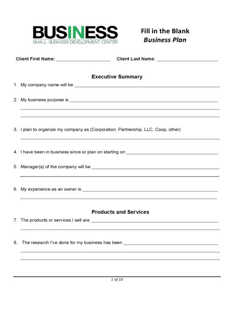business plan template proposal sample printable