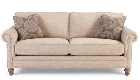 Traditional Sofa With Rolled Arms And Vintage Tack Nailheads By