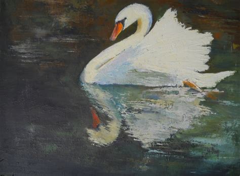 Swan Painting Impressionist Bird Painting Swan