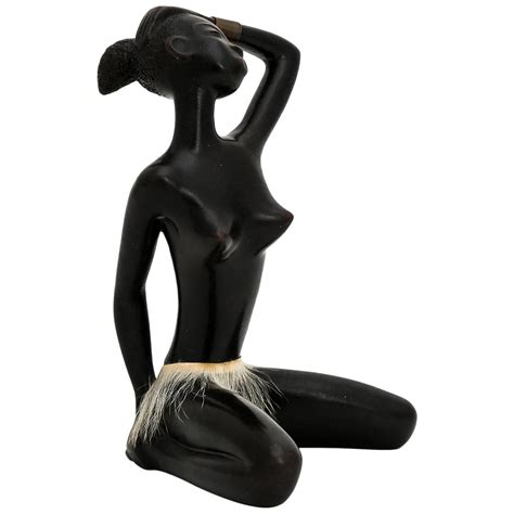 African Woman Figurine Sculpture By Leopold Anzengruber Austria