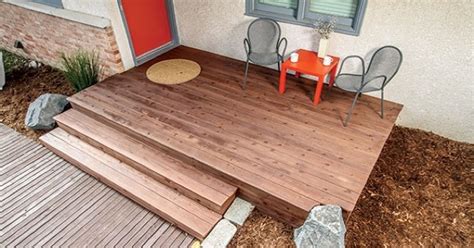 It was time for my husband and i to take our patio from beige and boring to something more along the lines of the interior of our house which is a little bit more dramatic. Build A Front Deck Over Your Concrete Stairs For Added Kerb Appeal | Lifehacker Australia