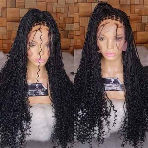 full lace wig side part boho micro knotless braid khennyesther wigs