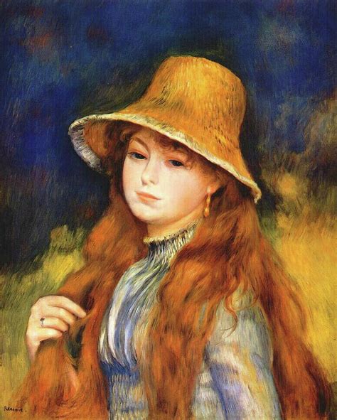 Girl In Straw Hat Painting By Pierre Auguste Renoir Pixels
