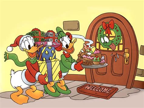 My Free Wallpapers Cartoons Wallpaper Christmas Donald Duck And Daisy