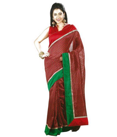 Miraan Red Bhagalpuri Silk Saree Buy Miraan Red Bhagalpuri Silk Saree