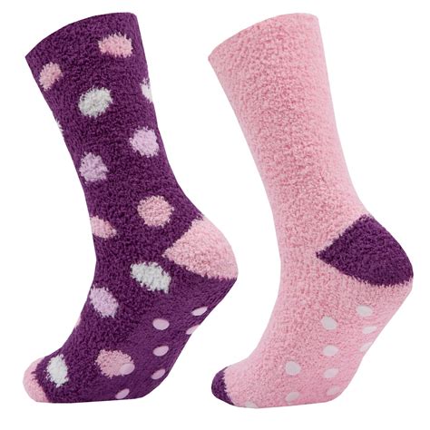 Womens Ladies Girls Fluffy Cosy Bed Socks Soft Warm Fleece Brushed Gripper Sole Ebay