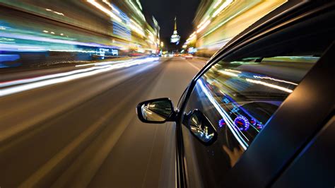 Car Driving City Night Motion Blur Vehicle Road Street