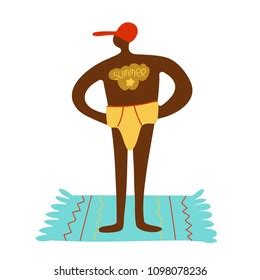 Tanned Man Standing On Rug Vector Stock Vector Royalty Free Shutterstock