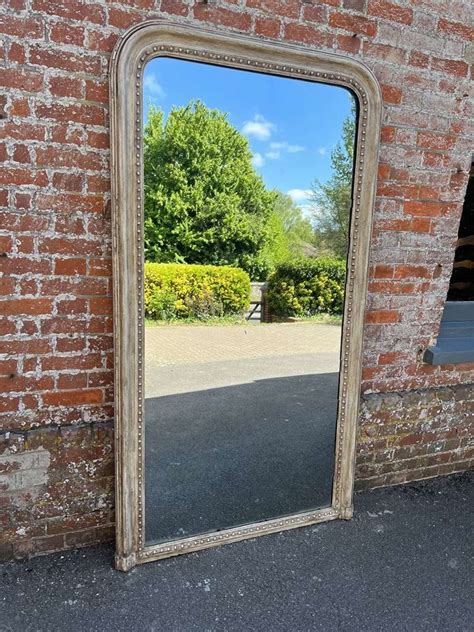 A Spectacular Large Antique French 19th Century Arched Painted Mirror