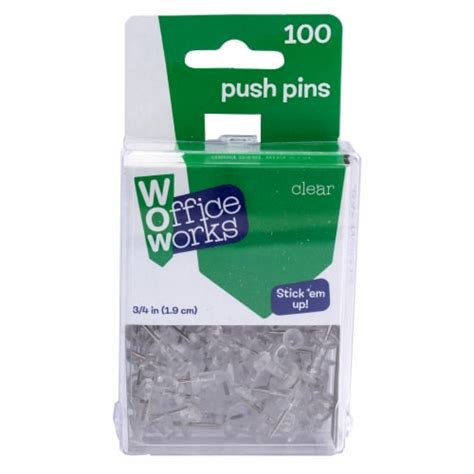 Office Works Push Pins Clear 100 Pk Kroger