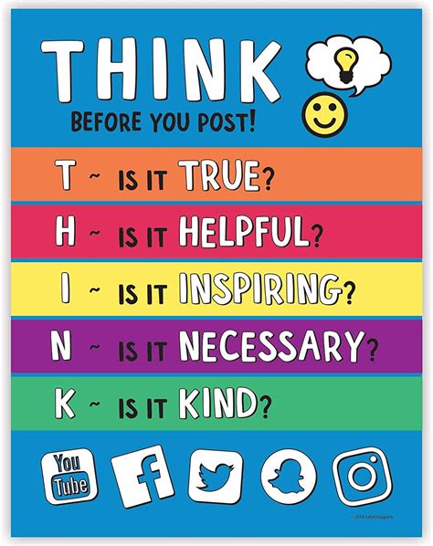Think Before You Post Bullying Prevention Inspirational Classroom