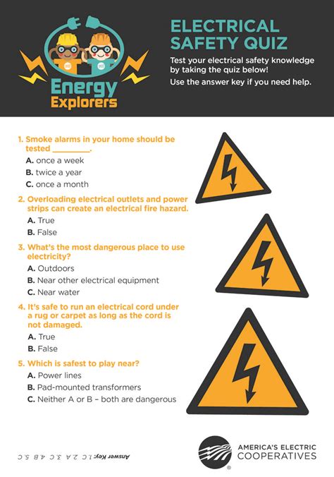 Energy Explorers Electrical Safety Quiz Electrical Safety