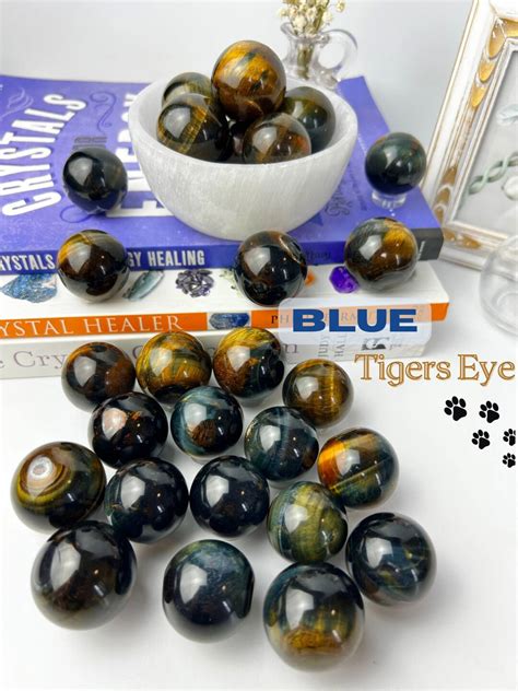 Blue Tigers Eye Sphere Small Crystal Ball Flashy Chatoyant Etsy