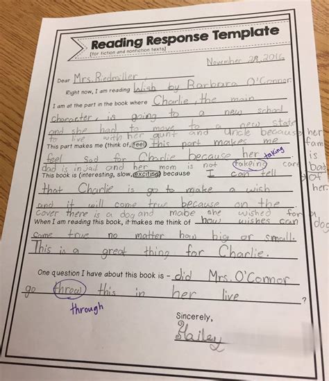 Reading Response Template | Reading response, No response, Teaching