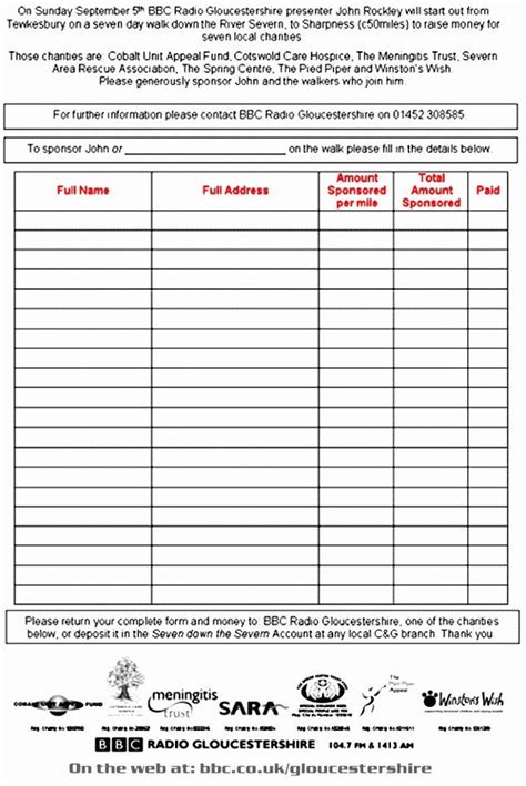 Printable Blank Sponsorship Form