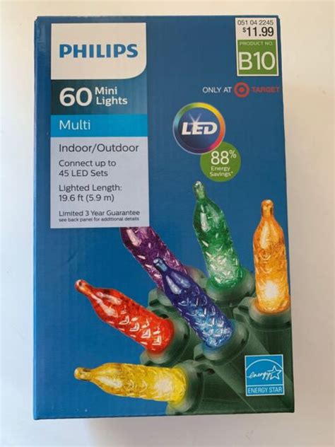 Multi Faceted 60 Ct Mini Lights Led Christmas Philips 20 Feet Green