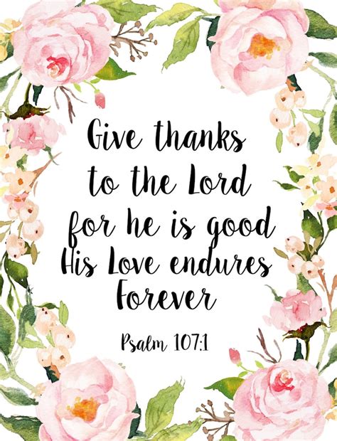 Give Thanks To The Lord Psalm 107 1 Printable Bible Verse Etsy