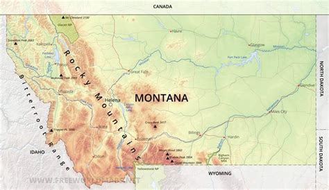 Physical Map Of Montana