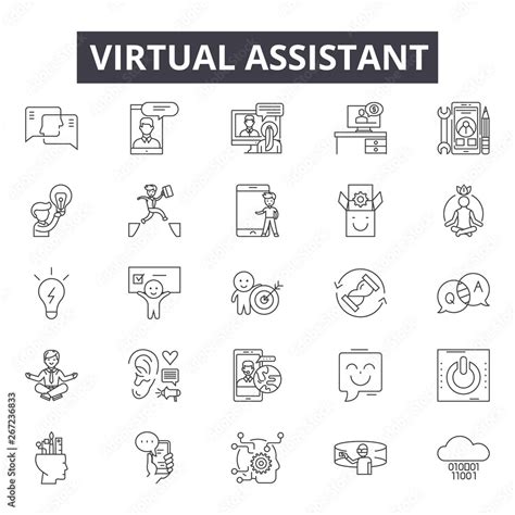 Virtual Assistants Line Icons Signs Vector Set Outline Concept Linear Illustration Stock