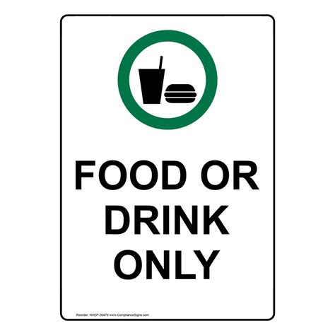 Vertical Sign Food Prep Kitchen Safety Food Or Drink Only