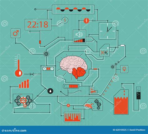 Thinking Process Of Human Brain Concept Stock Illustration