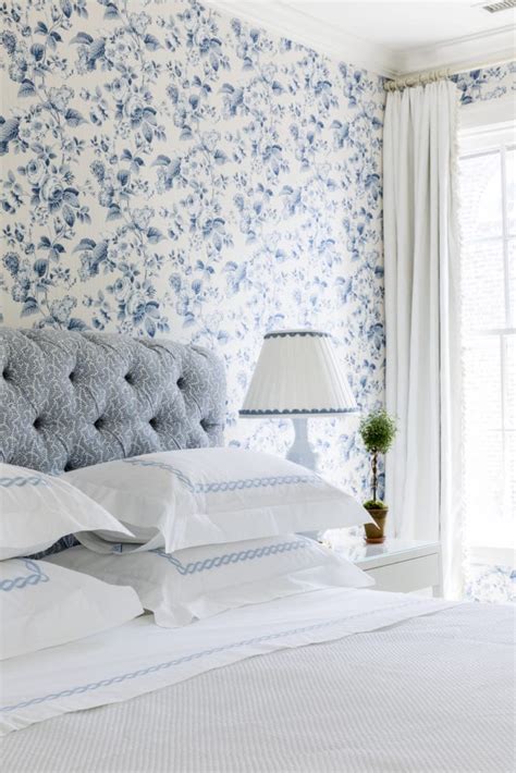 Cowtan And Tout Fabric Blue White Floral Wallpaper Chintz Bedroom