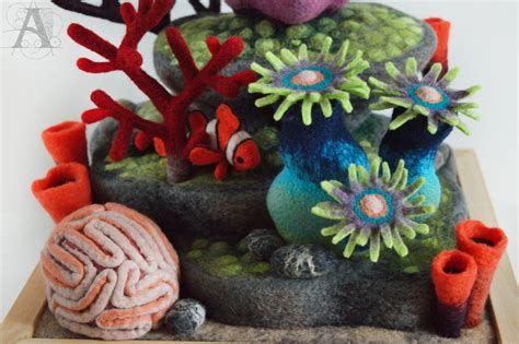 Needle Felted Coral Reef By Teplizaworkshop On Etsy Etsy
