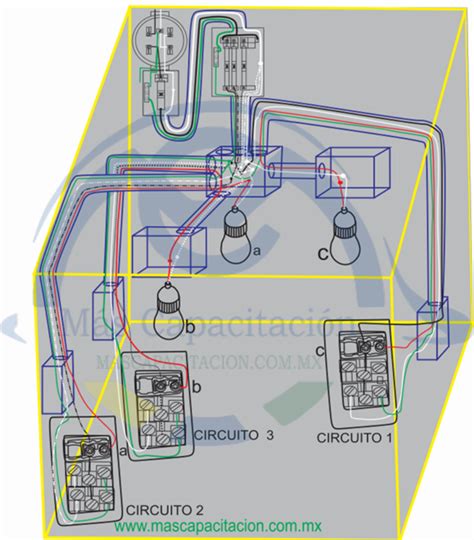 Diagrama De Seis Contactos Con Tres Apagadores Sencillo En Circuitos