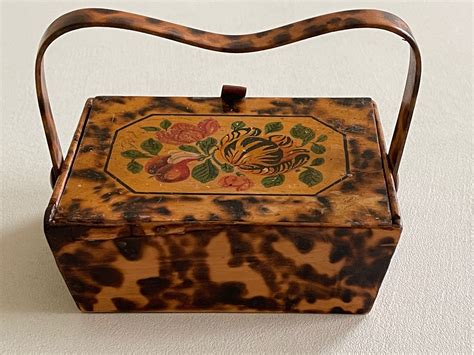 An Unusual Early Tunbridge Ware Sewing Pannier Decorated With Hot