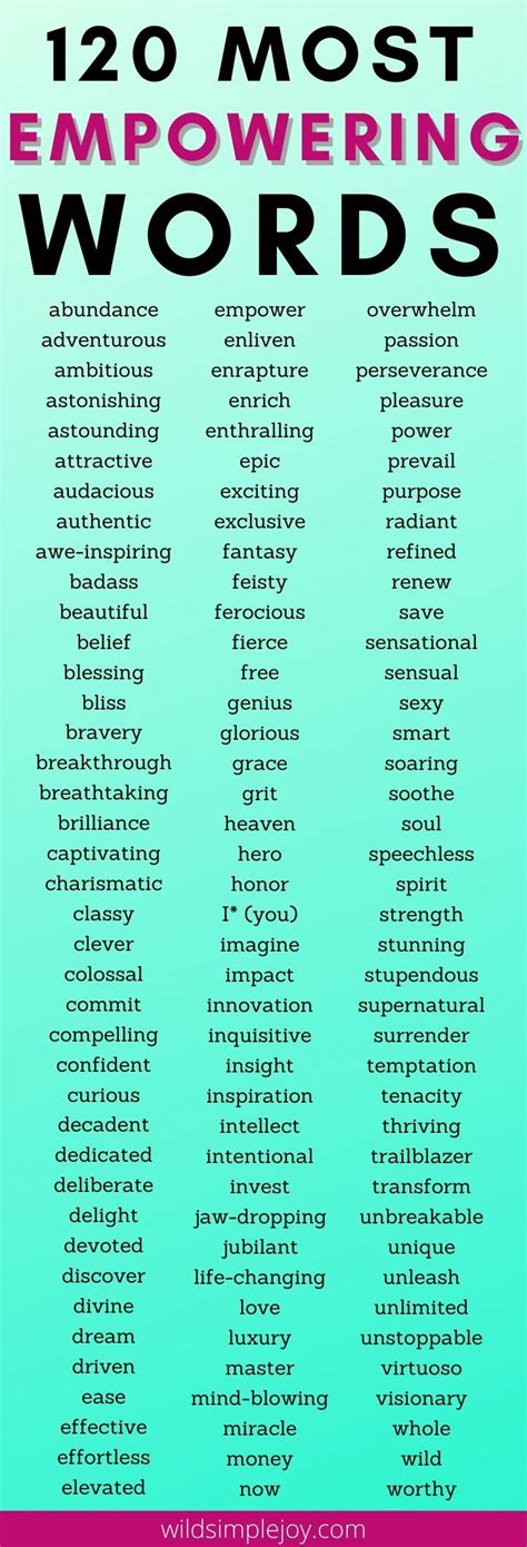 120 Most Empowering Words In The English Language For Women Girls