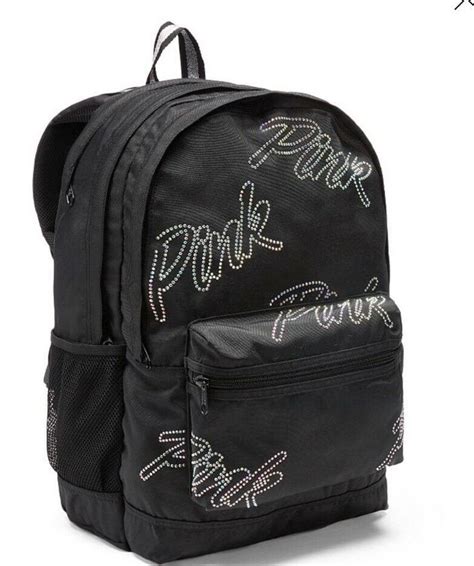 Victorias Secret Vs Pink Bling Rhinestone Campus Backpack Book Bag Logo