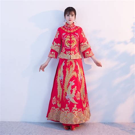 Oriental Asian Bride Beauty Chinese Traditional Wedding Dress Women Red