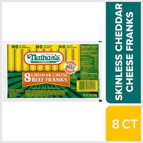 Nathans Famous Cheddar Cheese Beef Franks Destination Bees