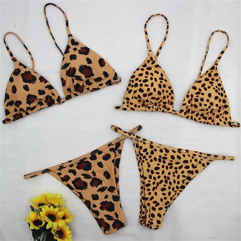 New Sexy Mini Thong Bikini 2019 Swimwear Women Leopard