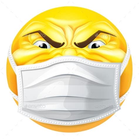 Angry Emoticon Emoji Ppe Medical Mask Face Icon Vectors Graphicriver