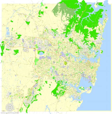 Sydney Australia Editable Layered Pdf Vector Map Version 33