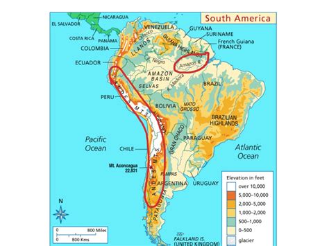Latin America Map Physical Features Map