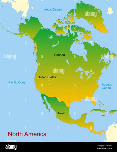 Map Of North America Continent Stock Photo Alamy