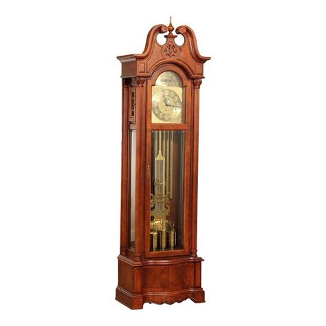 High Quality American Made Solid Cherry Wood Key Locking Case Clock In Working Order Having