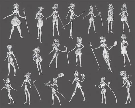 A 360 Character Model Sheet For A Short Cartoon Female Stable Diffusion